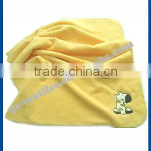 Yellow Fleece Blanket With Applique Embroidery Logo thumbnail-1