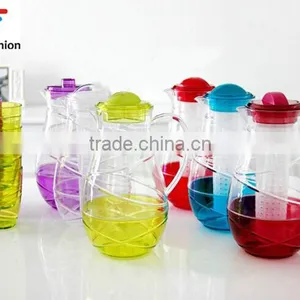 No.1 Yiwu & Ningbo Exporting Commission Agent Wanted Clear Good Quality Cold Water Jug Set With 4 Cups Plastic Teapoot Set thumbnail-2