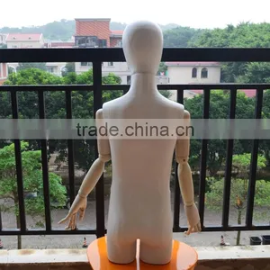 Factory Low Price Sale Fiberglass OR Fabric Wrapped Fabric Torso Kids Mannequin With Wood Arm thumbnail-1