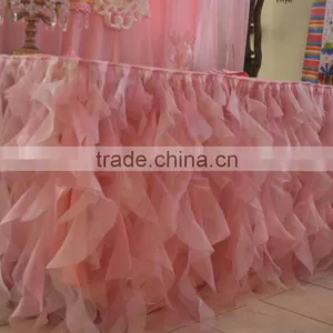 Wedding Pink Ruffled Table Cloth, Cloth Woven thumbnail-2