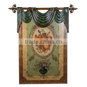 Retro Decorative Leather Wall Painting, Luxury Floral Painted Wooden Hanging Wall Picture, Classical Drawing Hanging Wall Art thumbnail-3