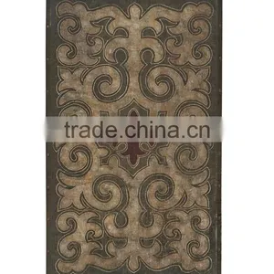 Retro Decorative Leather Wall Painting, Luxury Floral Painted Wooden Hanging Wall Picture, Classical Drawing Hanging Wall Art thumbnail-1
