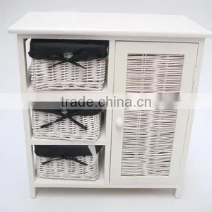 HOT Modern Beautiful Exquisite Low Price Storage Cabinet With Natural Wicker Baskets thumbnail-1
