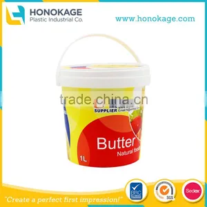 1L IML Plastic Butter Cup,Butter Box Online,Round Butter Container With Handle. thumbnail-1