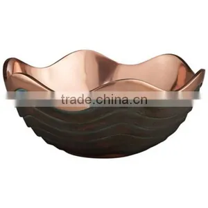 Sam4081 Copper Bowl With Shiny Copper Finish and Black Outside thumbnail-1