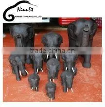 Wood Carved Elephant From Thailand Walk From His Front Side thumbnail-1