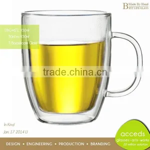 Unique Shaped Coffee Tea Double Wall Milk Glass Cup thumbnail-4