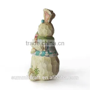 Resin Rabbit With Easter Egg in Hand Figurines Craft Easter Bunny thumbnail-3