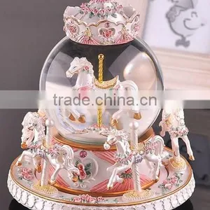 Exclusive Resin Carrousel Rotate LED Music Snow Globe thumbnail-5