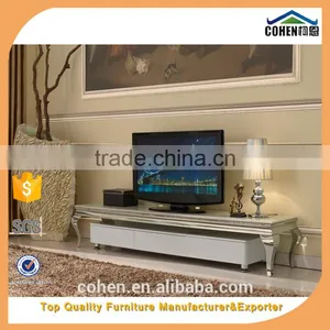 European Simple Style Stainless Steel Legs Marble Top Living Room tv Stand Unit Furniture thumbnail-1