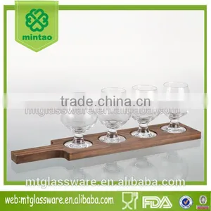 4pcs Mini Clear Wine Glass With Wooden Stand thumbnail-1
