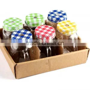 Super Market Selling Packed Glass Milk Bottle Set With Straw and Lid thumbnail-2