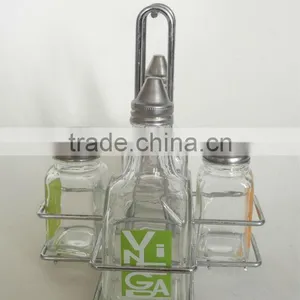 Clear Square Glass Spice Jar Set With Metal Lid thumbnail-1