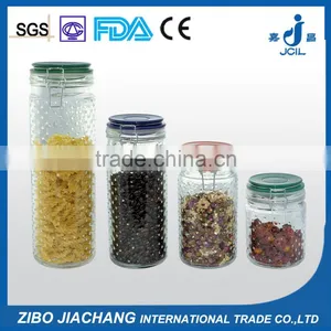 650ml-1800ml Clear Embossed Glass Mason Canning Jar With Flip Sealed Lid thumbnail-1