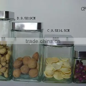 Square Glass Cookie Jar With Metal Lid thumbnail-1