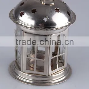 Home Decoration Pavilion Type Candlestick/Portable Iron+Glass Hollow Out Candle Holder thumbnail-4