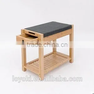 Bamboo Shoe Storage Natural Bamboo Shoes Rack With Tatami Shoe Bench With Drawer Organizers thumbnail-1