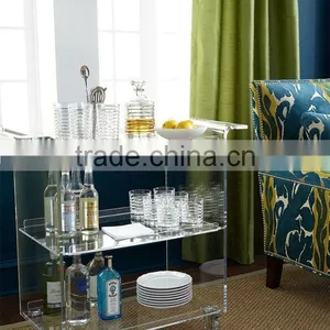 Factory Wholesale Acrylic Lucite Juice Bar Cart With Wheels thumbnail-2