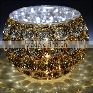 Color Spray Broken Silver Plating Glass Tealight Candle Holder thumbnail-5