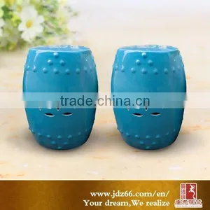 Modern China Design Blue Hollow-out Ceramic Stool thumbnail-3