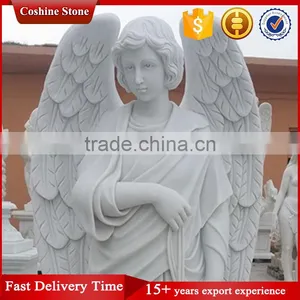 Life Size Beautiful White Marble Angel Statue thumbnail-2
