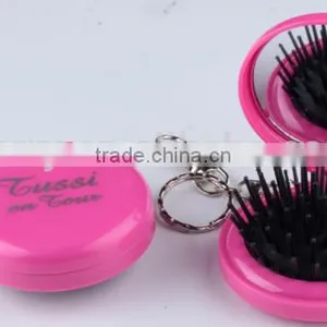 Plastic Round Folding Mirror and Comb With a Keychain thumbnail-1