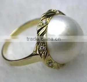 2014 Latest Fashion White Pearl Ball Shaped Tahitian Pearl Ring thumbnail-1
