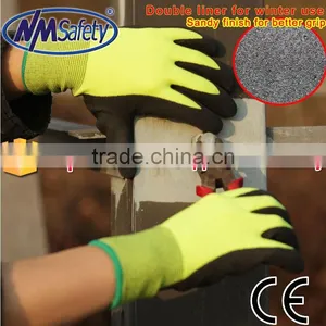 NMSAFETY Nappy Acrylic and Nylon Coated Foam Nitrile Gloves for Winter Use thumbnail-1