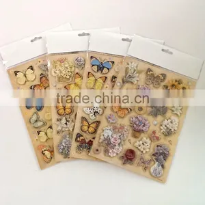 3D Elegant Lily & Sunflower & Butterfly Design Sticker, Decorative Glitter Sticker With Color Gems/Rhinestone thumbnail-1