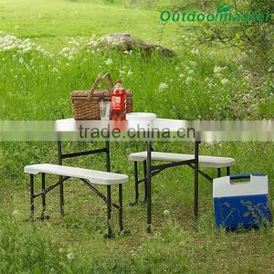 Garden Steel Folding Plastic Portable Picnic Table With Bench thumbnail-6
