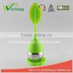 WCTS919 Good Quality Tea Infuser Leaf Strainer Handle With Steel Ball Silicone Leaf Lid With Tray thumbnail-1