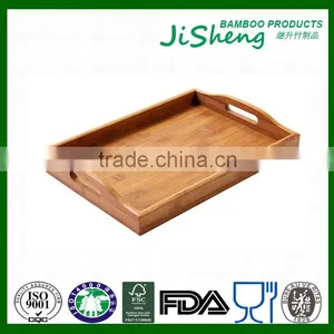 Rectangular Eco-friendly Bamboo Food Serving Tray With Handles: Serve Food, Coffee, Tea or Use as Party Platter thumbnail-1