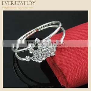 2016 Fashion Big Stone Silver Flower Napkin Ring thumbnail-6