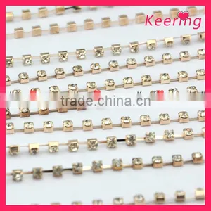 Keering Crystal Clear Rhinestone Cup Chain With Gold Claw WRC-010 thumbnail-2