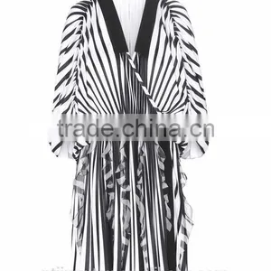 2016 Women Chiffon Dress, Floral Sublimation Prints Pleated Dress thumbnail-1