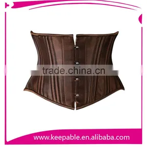 Women Short Double Steel Boned Waist Slimming Satin Waist Trainer thumbnail-1