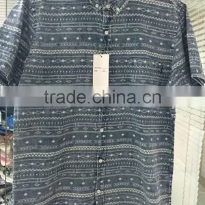 MENS DENIM PRINTED SHORT SLEEVE SHIRT 16 thumbnail-1
