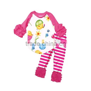 Wholesale Children Outfit Easter Bunny Printed Boutique Clothing Baby Girl Boutique Clothing With Pink Pants thumbnail-4