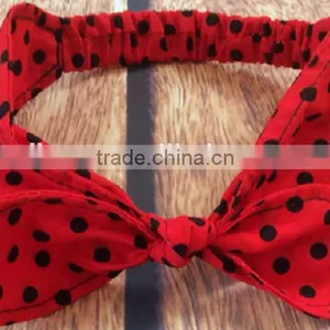 Latest Fancy Elastic Soft Stripe Cotton Bow Tie Custom Children Headband Rabbit Ears Bowknot Hair Tie Headband thumbnail-3