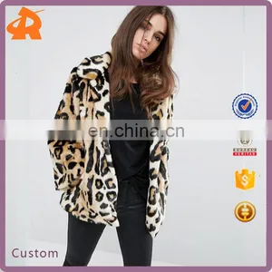 Wholesale Cheapest Price New Design Swing Coat in Leopard Faux Fur thumbnail-1