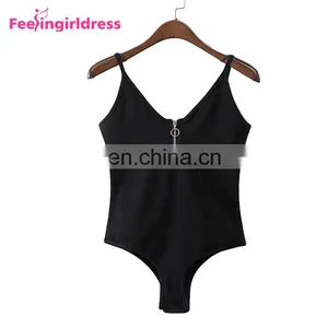 Womens V Neck Plus Size Romper Short Jumpsuits Sexy Bodycon For Black Zipper thumbnail-4