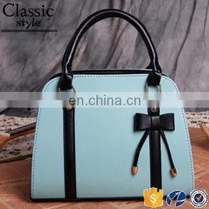 CR Korean Designer Developed Stylish and Elegant Women Shell Bag 2016 New Fashion Sky Blue Bowknot Leather Tote Bag Handbag thumbnail-1