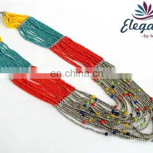 Fashion Costume Imitation Artificial Jewelry-Indian Handmade Beaded Jewelry-party Wear Jewelry-Beaded Necklace Jewelry thumbnail-2