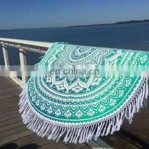 Indian Ombre Tassels Round Mandala Table Cloth Throw Hippie Yoga Mat Towel Bohemian 72" Round Table Cover Throw Wholesale Lot thumbnail-4