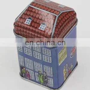 Small Square House Tea Cookie Coffee Tin Can thumbnail-2