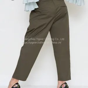 Ruffled Waist Ankle Casual Pants thumbnail-3