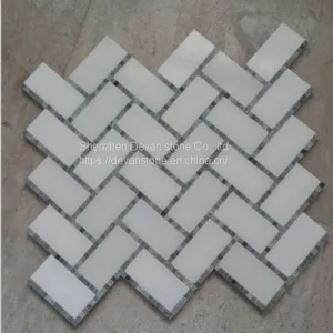 Oriental White Marble Herringbone Mosaic for Bathroom & Kithchen thumbnail-1