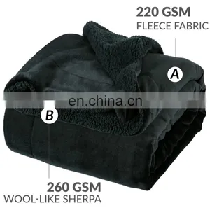 Wholesale Plush Thick 100% Microfiber King Size Sherpa Blanket thumbnail-4