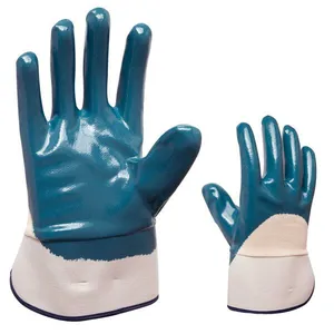 Cotton Jersey Liner Safety Cuff Nitrile Rubber Coated Heavy Duty Gloves thumbnail-3