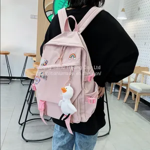 Schoolbag Female Korean High School Students Backpack Female Japanese Large Capacity Nylon Leisure Backpack Trend thumbnail-2